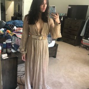 Metallic blush maxi dress